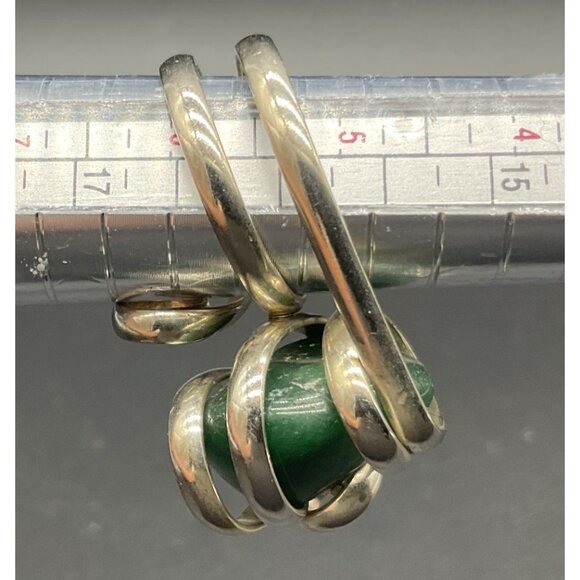 Adjustable Sterling Silver Ring Size 7/8 With Agate Stone Abstract Swirl Design - Picture 5 of 5